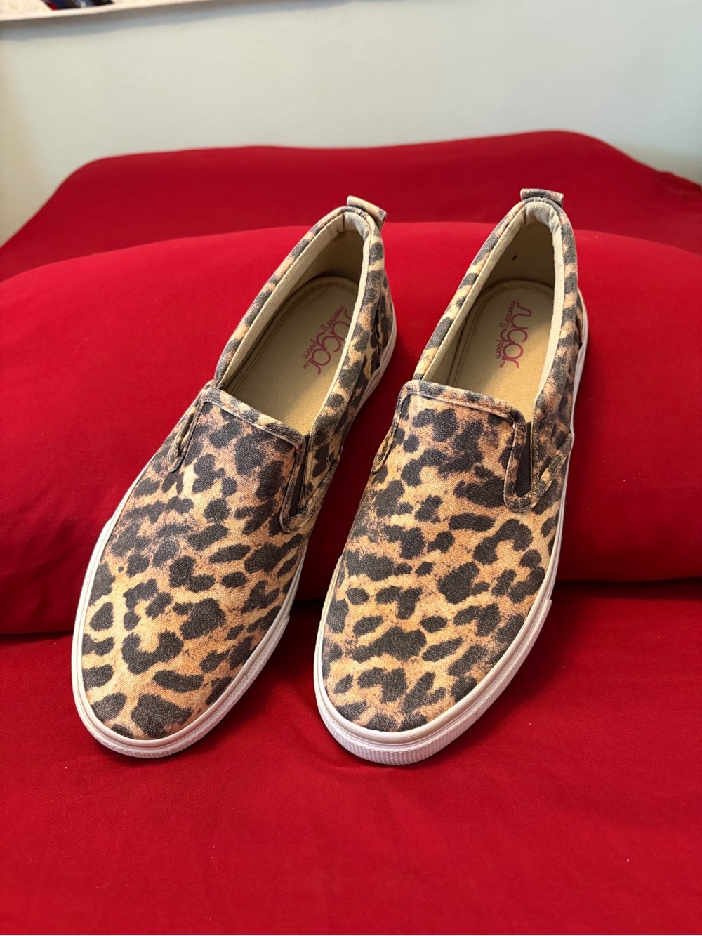 Sugar Leopard Print Slip-On Sneakers - Tan/Black